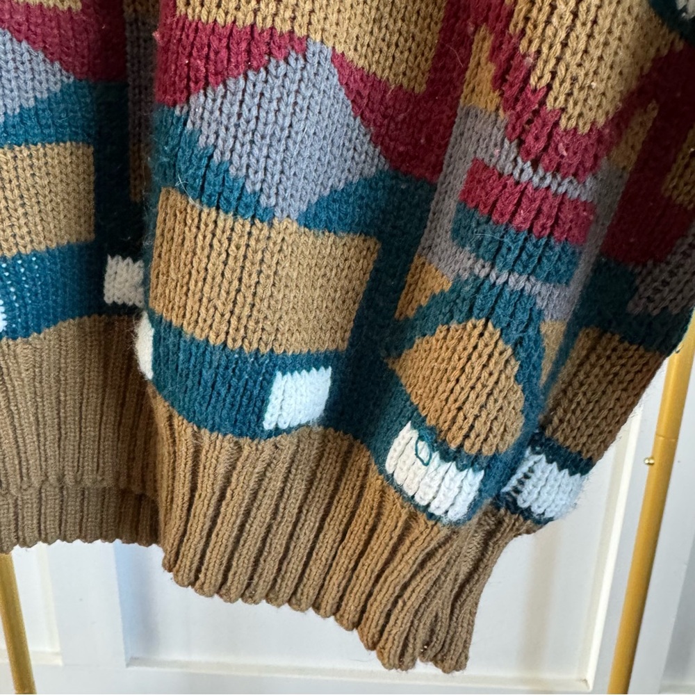 Vintage 80s Grandpa Boxy Chunky Sweater Unisex Size S - Picture 3 of 8